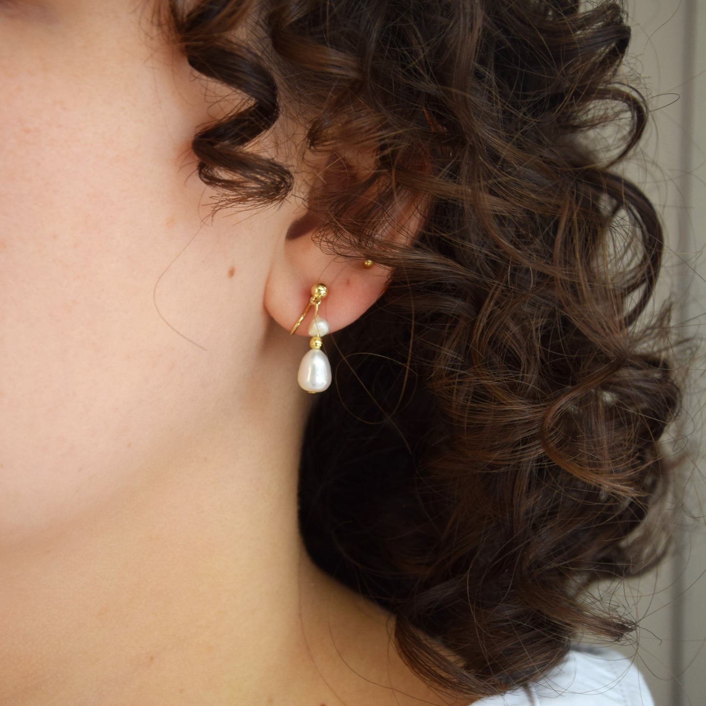 Boucle d'oreille clip perles