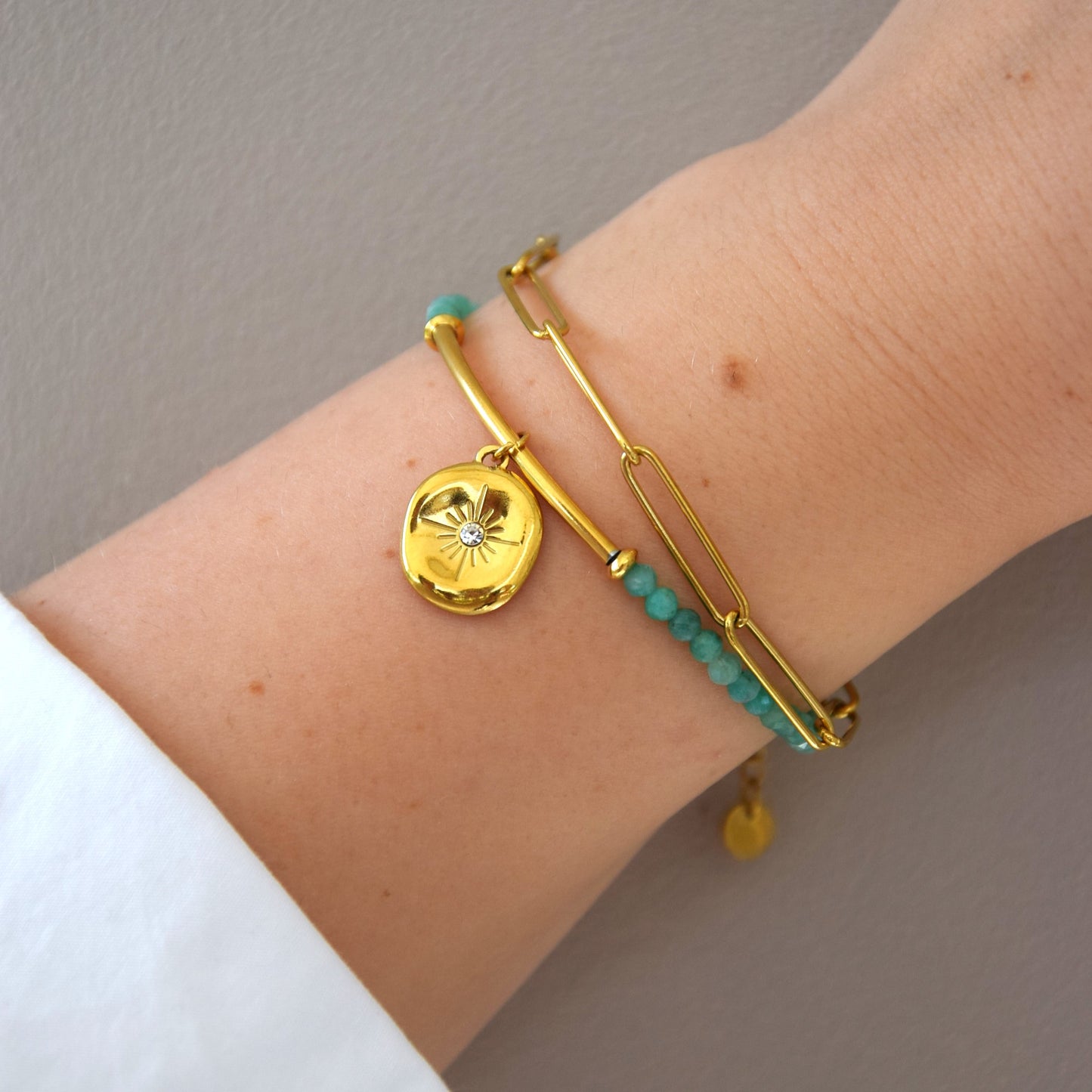 Bracelet double nuance de vert