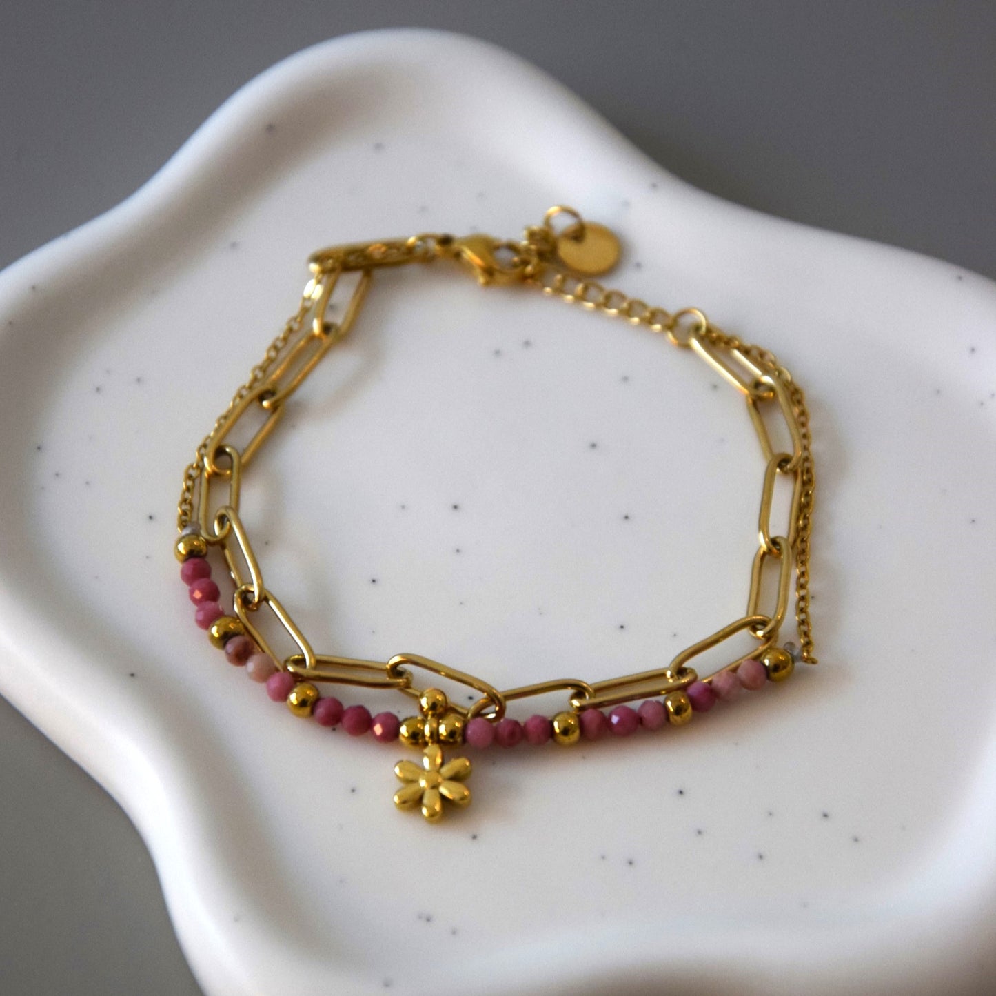Bracelet double rose fleur