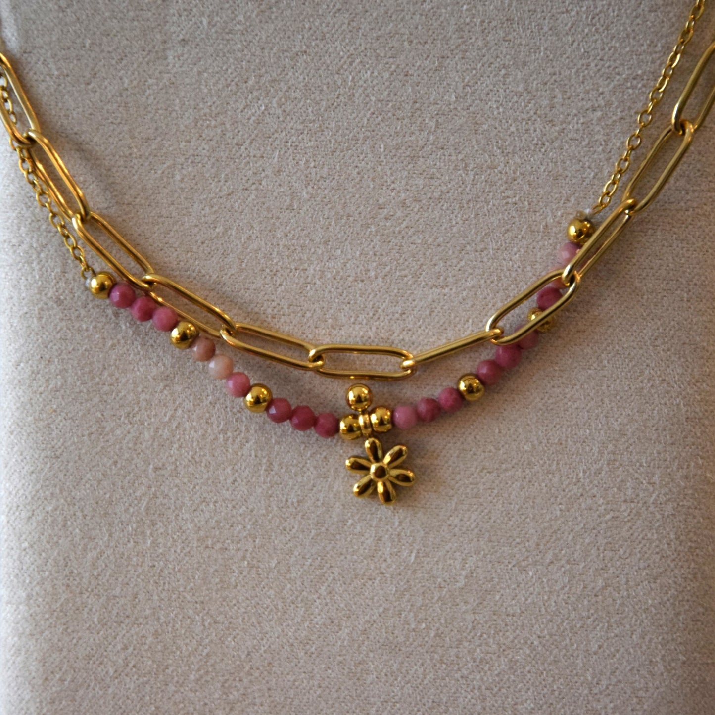 Bracelet double rose fleur