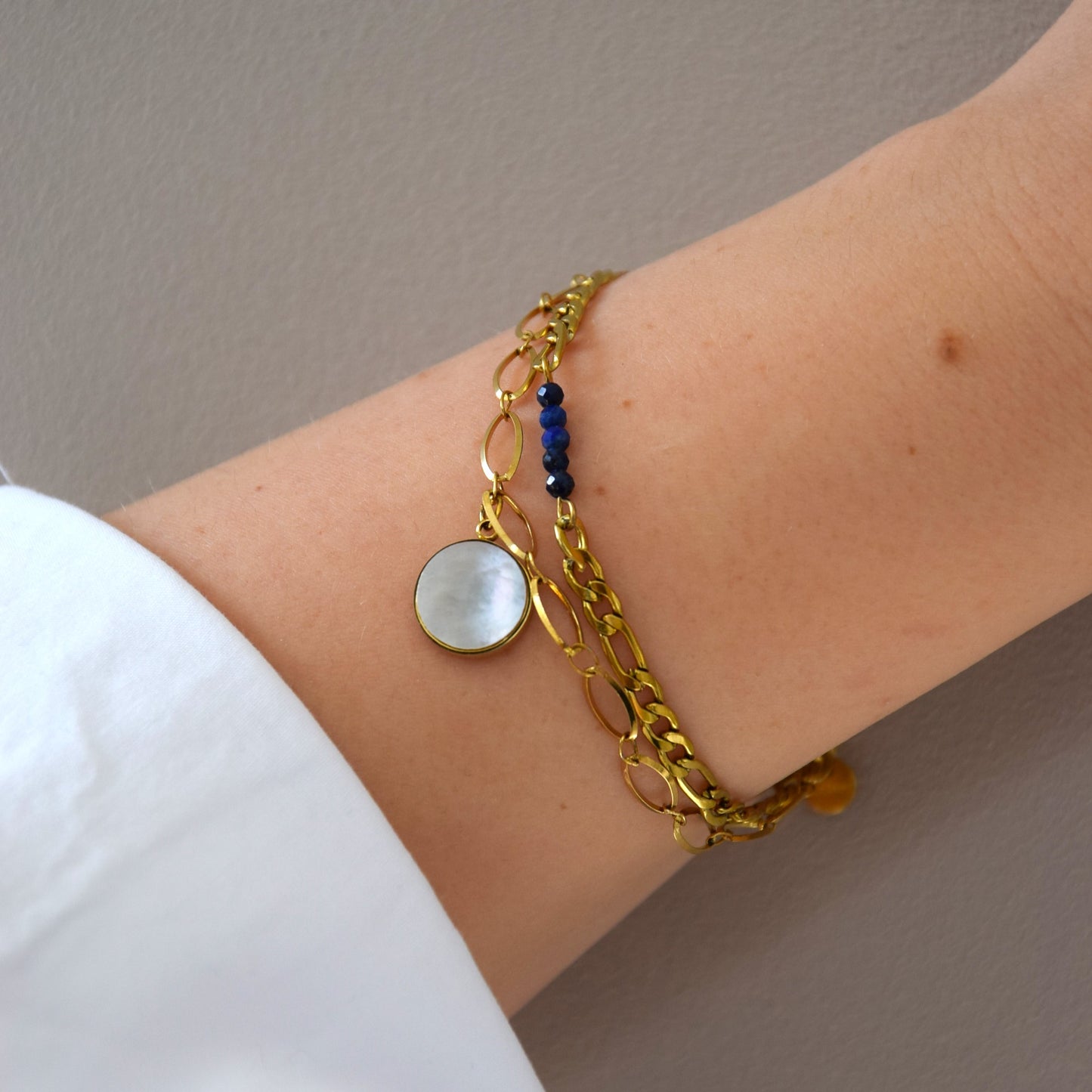 Bracelet double blanc et bleu