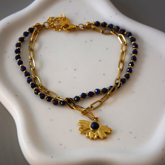 Bracelet double bleu marine